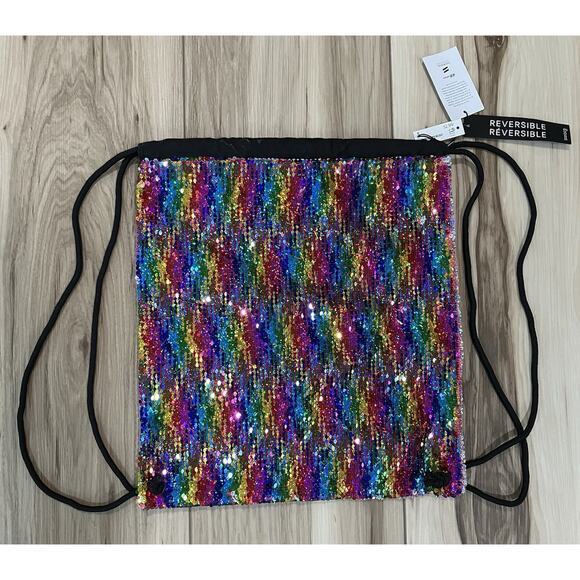 Drawstring Backpack With Reversible Sequin Pattern NWT - Picture 1 of 6